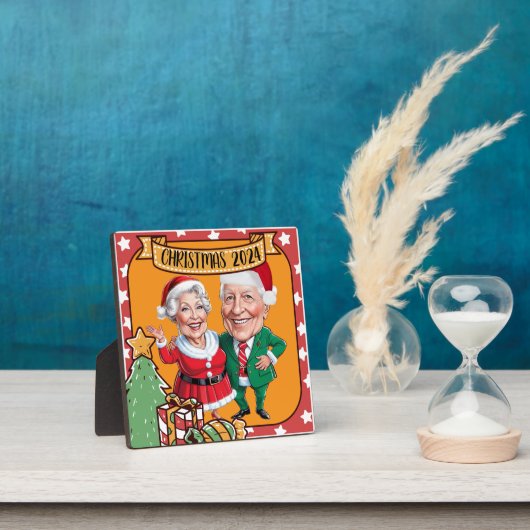 カスタムクリスマスのカップル風刺画 フォトプラーク (インサイチュ)