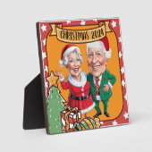 カスタムクリスマスのカップル風刺画 フォトプラーク (正面)