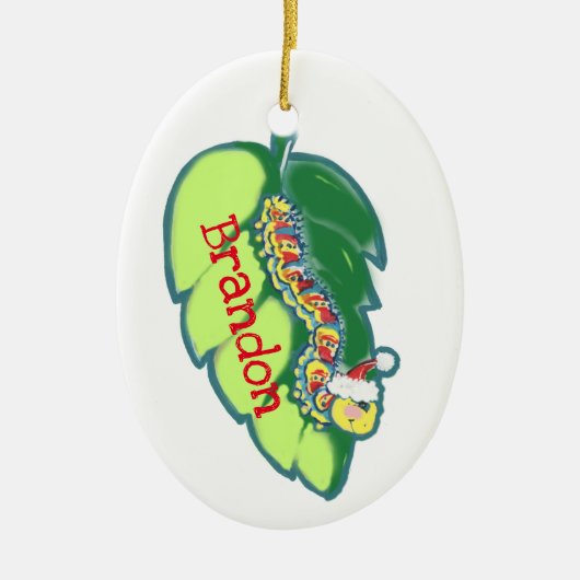 カスタムクリスマスのキャタピラ伝説の伝統の日付 セラミックオーナメント (正面)