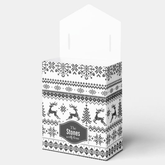 カスタムクリスマスのセーター黒いフェアアイルパターン フェイバーボックス (オープン)