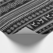 カスタムクリスマスのセーター黒いフェアアイルパターン ラッピングペーパー (角)