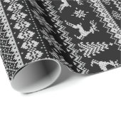 カスタムクリスマスのセーター黒いフェアアイルパターン ラッピングペーパー (ロールコーナー)