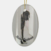 カスタムクリスマスのデート悲しい偉大なダン犬 セラミックオーナメント (左)