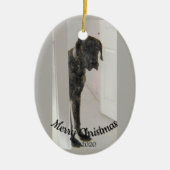 カスタムクリスマスのデート悲しい偉大なダン犬 セラミックオーナメント (正面)