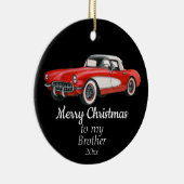 カスタムクリスマスのヴィンテージ車のブラザー セラミックオーナメント (右)