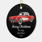 カスタムクリスマスのヴィンテージ車のブラザー セラミックオーナメント (左)