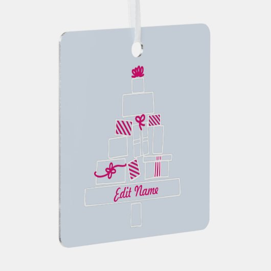 カスタムクリスマスの名前と写真 メタルオーナメント (正面右)