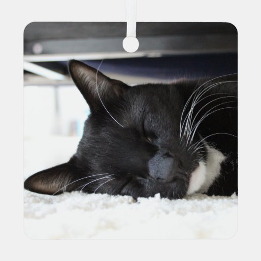 カスタムクリスマスの名前と写真 メタルオーナメント (裏面)