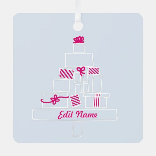 カスタムクリスマスの名前と写真 メタルオーナメント (正面)