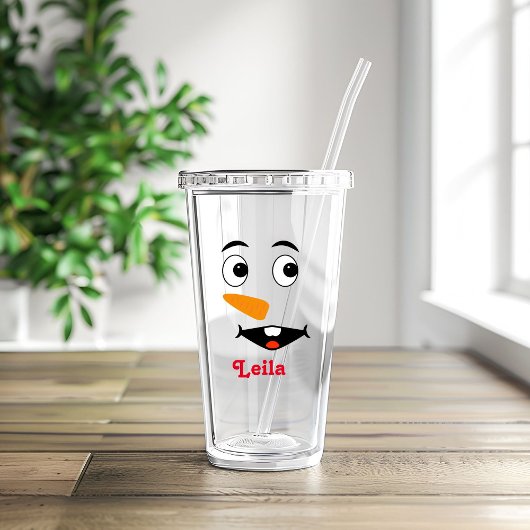 カスタムクリスマスの名前&雪だるま顔アクリル アクリルタンブラー