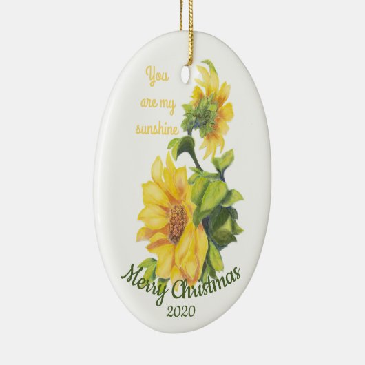 カスタムクリスマスの日付あなたが私のサンシャイン引用文 セラミックオーナメント (右)