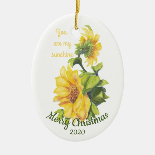 カスタムクリスマスの日付あなたが私のサンシャイン引用文 セラミックオーナメント (正面)