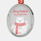 カスタムクリスマスの日付クリスマスの極熊かわいい兄弟 メタルオーナメント (左)