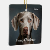 カスタムクリスマスの日付Weimaraner犬のペット動物 セラミックオーナメント (右)