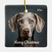 カスタムクリスマスの日付Weimaraner犬のペット動物 セラミックオーナメント (正面)