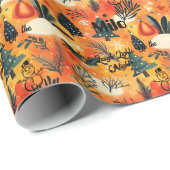 カスタムクリスマスの木と雪だるま ラッピングペーパー (ロールコーナー)