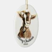 カスタムクリスマスの水彩山羊ファーム動物 セラミックオーナメント (右)