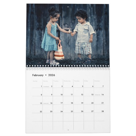 カスタムクリスマスの水彩松の個人的な写真 カレンダー (2月 2026)