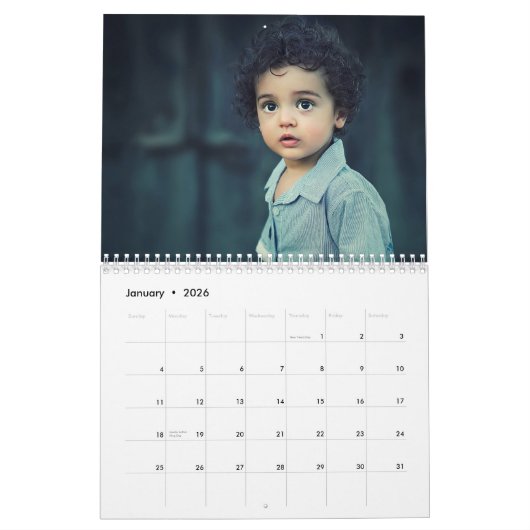 カスタムクリスマスの水彩松の個人的な写真 カレンダー (1月 2026)