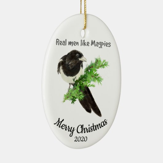 カスタムクリスマスの男実在人がマグパイズのおもしろいのように セラミックオーナメント (右)