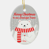 カスタムクリスマスの祭日の極熊かわいい私たちの牧師 セラミックオーナメント (裏面)