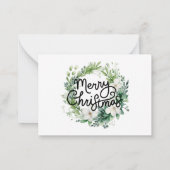 カスタムクリスマスの花と鳥の愛 ノートカード (裏面)