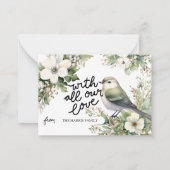 カスタムクリスマスの花と鳥の愛 ノートカード (正面)