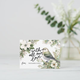 カスタムクリスマスの花と鳥の愛 ノートカード