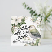 カスタムクリスマスの花と鳥の愛 招待状 (スタンド正面)