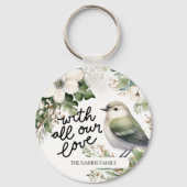 カスタムクリスマスの花と鳥の枕 – 愛と キーホルダー (正面)