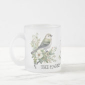 カスタムクリスマスの花と鳥 – 私たちの愛 フロストグラスマグカップ (左)