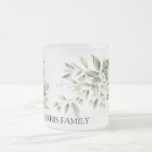 カスタムクリスマスの花と鳥 – 私たちの愛 フロストグラスマグカップ (中央)