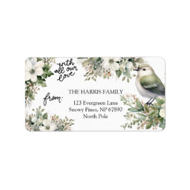 カスタムクリスマスの花と鳥 – 私たちの愛 ラベル