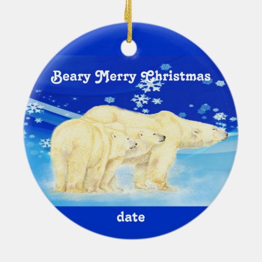 カスタムクリスマスのPolar Bearsおもしろい セラミックオーナメント (裏面)