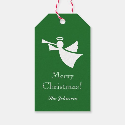 カスタムクリスマスエンジェルシルエットラベル ギフトタグ (正面)