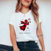 カスタムクリスマスエンジェルバッファロープレイドホリデー Tシャツ