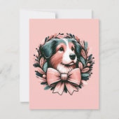 カスタムクリスマスオーストラリア羊飼い犬リース カード (正面)