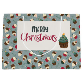 カスタムクリスマスカップケーキ抱き枕 ラージペーパーバッグ