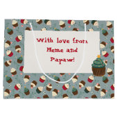 カスタムクリスマスカップケーキ抱き枕 ラージペーパーバッグ (裏面)