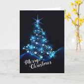 カスタムクリスマスカモダンードブルーツリーデザイン カード (黄色い花)