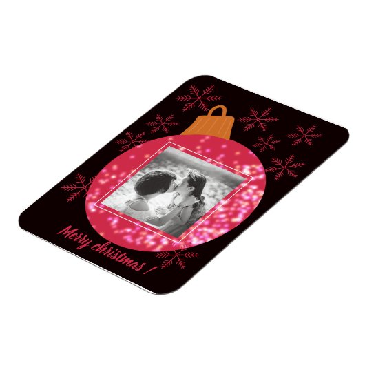 カスタムクリスマスカードのフォトコラージュブラック マグネット (左側)