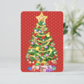 カスタムクリスマスカードの木と装飾。 サンキューカード (スタンド正面)