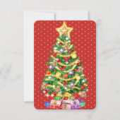 カスタムクリスマスカードの木と装飾。 サンキューカード (正面)