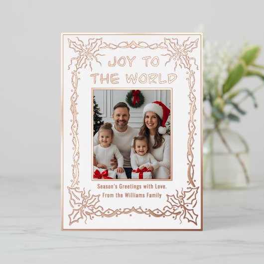 カスタムクリスマスカードテンプレート2写真ホリデイ 箔シーズンカード (立ち正面)