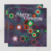 カスタムクリスマスカードレッドとグリーン抽象芸術スター シーズンカード (正面/裏面)