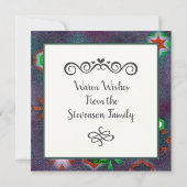 カスタムクリスマスカードレッドとグリーン抽象芸術スター シーズンカード (裏面)