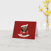 カスタムクリスマスガールカートゥーン カード (黄色い花)