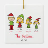 カスタムクリスマスキャラクターファパーソナライズされたミリ セラミックオーナメント (裏面)