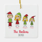 カスタムクリスマスキャラクターファパーソナライズされたミリ セラミックオーナメント (正面)