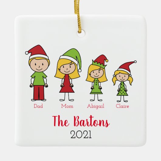 カスタムクリスマスキャラクターファパーソナライズされたミリ セラミックオーナメント (正面)